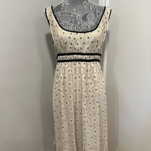 Adrianna Papell Women’s Dress Sz: 14 Ivory & Black Polka Dot Empire Waist.